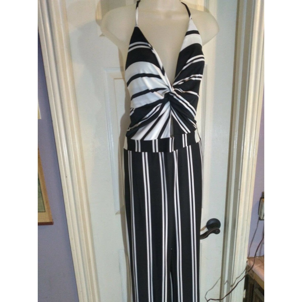 Lilian Jumpsuit Sz 2X Black & White Stripes